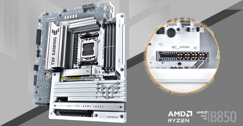 Asus представила TUF GAMING B850-BTF WIFI W — первую плату на AMD B850 с разъёмами питания на обратной стороне