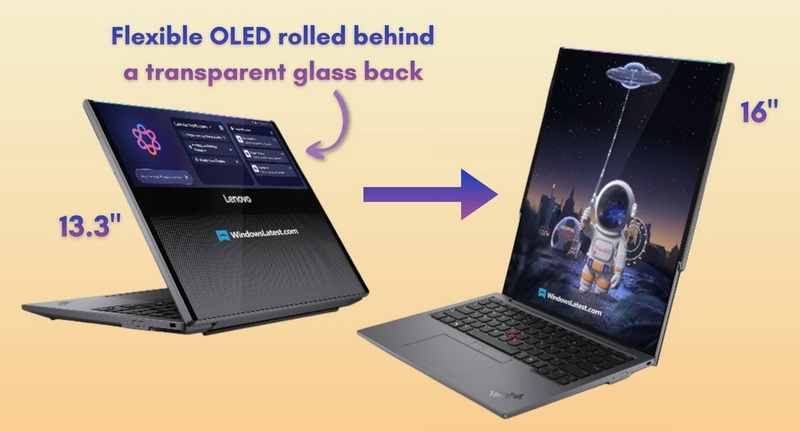 Lenovo покажет на CES 2026 ноутбук ThinkPad Rollable XD Concept со сворачивающимся вертикально OLED-экраном