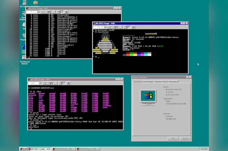 «Один из величайших хаков»: энтузиастка запустила современный Linux на Windows 95