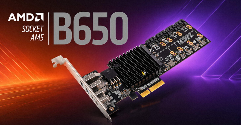 Lekuo выпустила карту расширения с чипсетом AMD B650 — она добавит в ПК четыре слота M.2 под SSD и по столько же портов USB и SATA