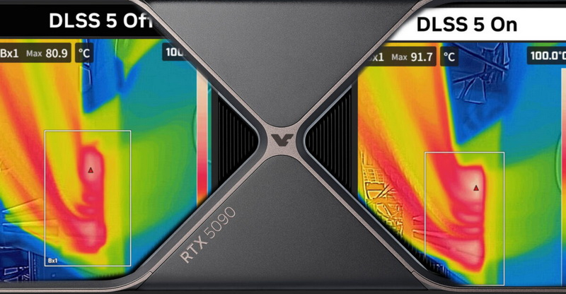 DLSS 5 разогрела разъём питания GeForce RTX 5090 до 91,7 °C и разогнала энергопотребление до 647 Вт